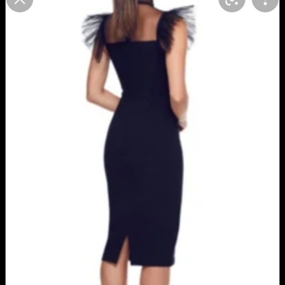 NWT Bianca and Bridgett "Jade" Elegant Midi Black Dress with Tulle Detail - Picture 2 of 16
